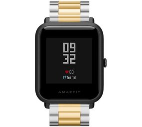 Strap-it® Xiaomi Amazfit Bip stalen band (zilver/goud)