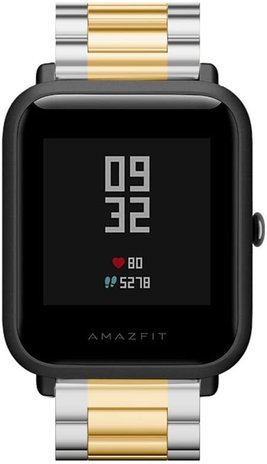 Strap-it® Strap-it Xiaomi Amazfit Bip stalen band (zilver/goud)