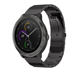 Strap it Strap it Garmin Vivoactive 3 metalen bandje zwart