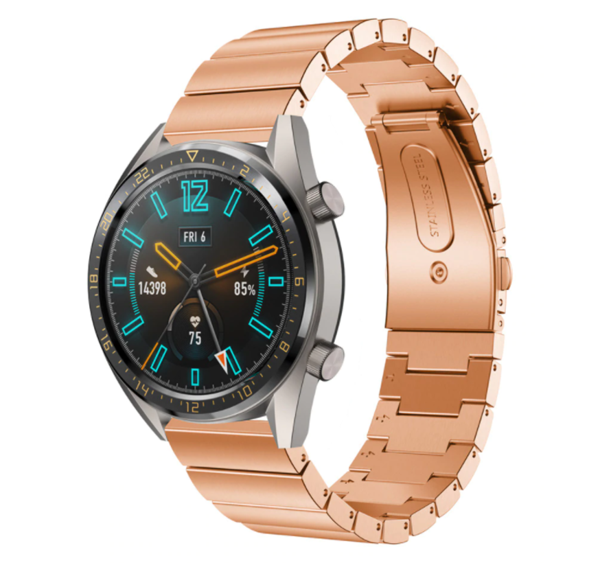 Huawei Watch GT metalen bandje (rosé goud) - Smartwatchbanden.nl
