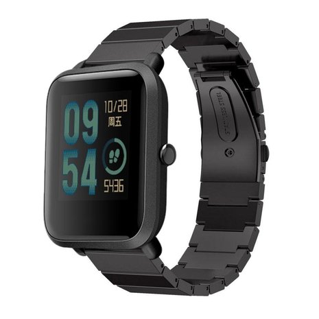 Strap-it® Strap-it Xiaomi Amazfit Bip metalen bandje (zwart)