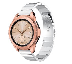 Strap-it® Samsung Galaxy Watch 42mm metalen bandje (zilver) Strap-it® Samsung Galaxy Watch 42mm metalen bandje (zilver)