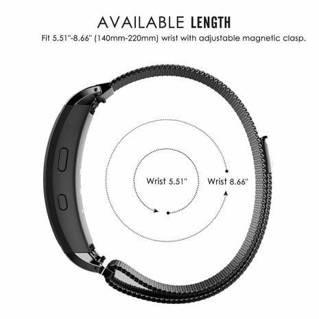 Strap-it® Strap-it Samsung Gear Fit 2 / Gear Fit 2 Pro Milanese band (zwart)