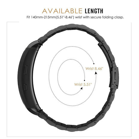 Strap-it® Strap-it Samsung Gear Fit 2 / Gear Fit 2 Pro stalen band (zwart)