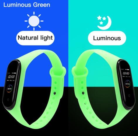 Strap-it® Strap-it Xiaomi Mi Band 5 siliconen bandje (lichtgevend groen)