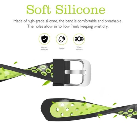 Strap-it® Strap-it Fitbit Alta / Alta HR sport bandje (zwart/groen)