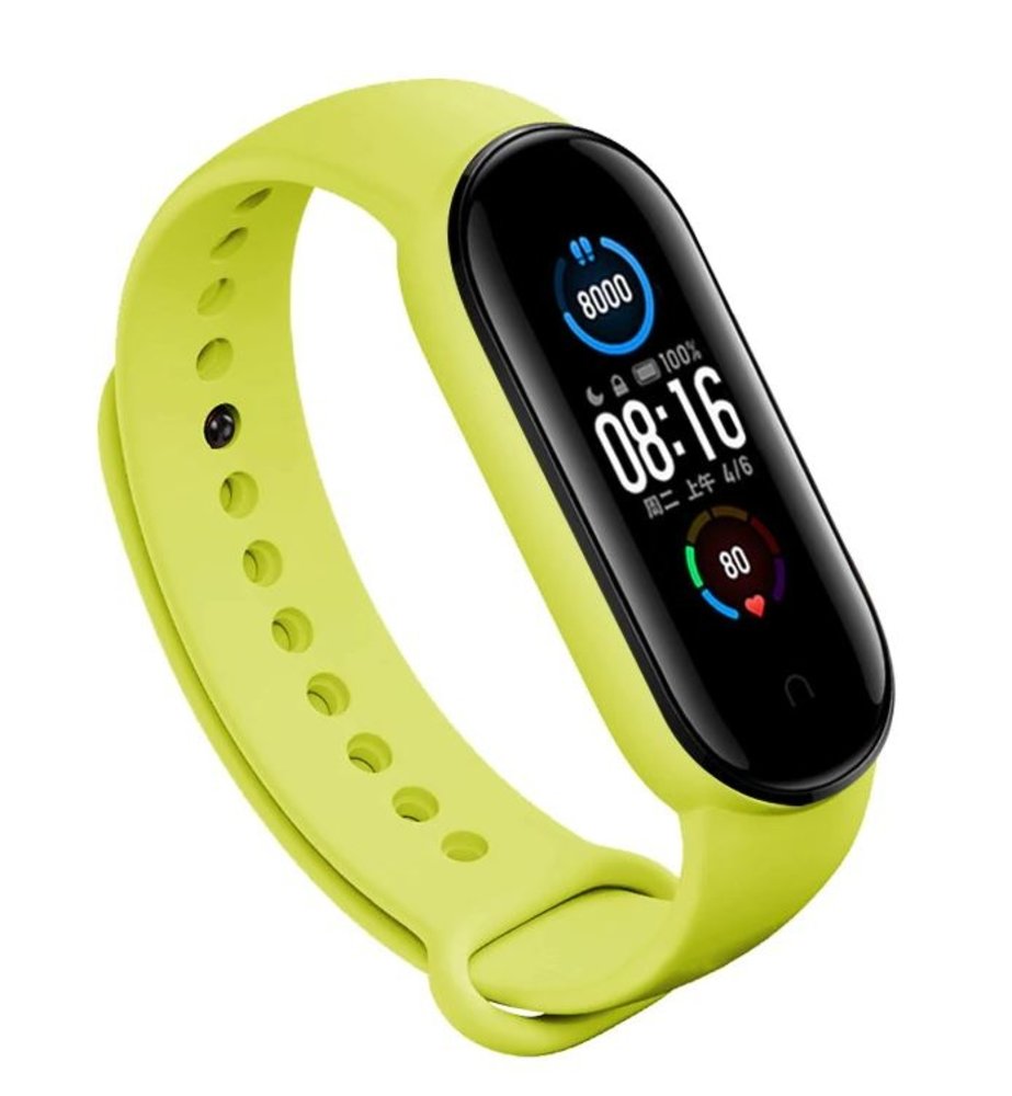 Strap-it® Strap-it Xiaomi Mi Band 5 siliconen bandje (lime)