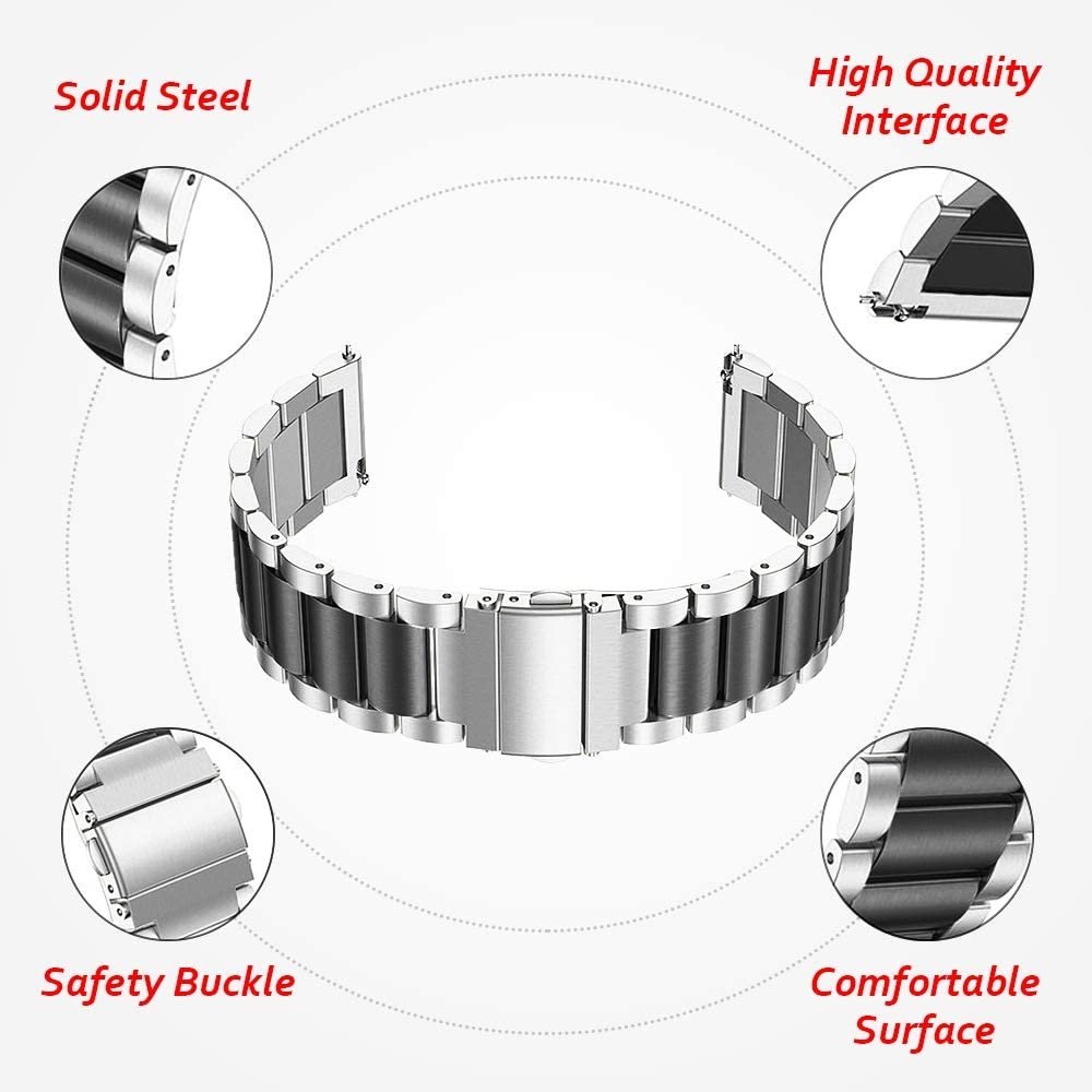 Strap-it® Strap-it Polar Ignite stalen band (zilver/zwart) Strap-it® Strap-it Polar Ignite stalen band (zilver/zwart)