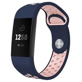 Strap-it® Fitbit Charge 4 sportband (donkerblauw/roze)