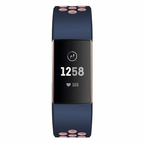 Strap-it® Strap-it Fitbit Charge 4 sportband (donkerblauw/roze)