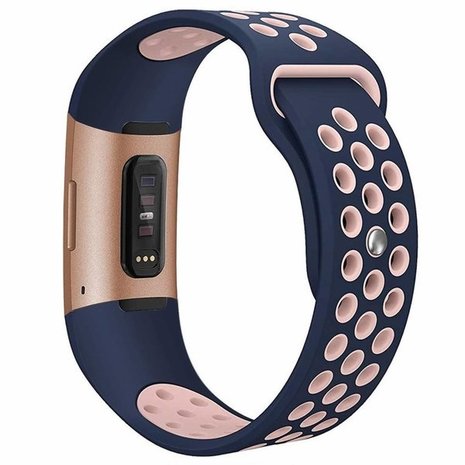 Strap-it® Strap-it Fitbit Charge 4 sportband (donkerblauw/roze)