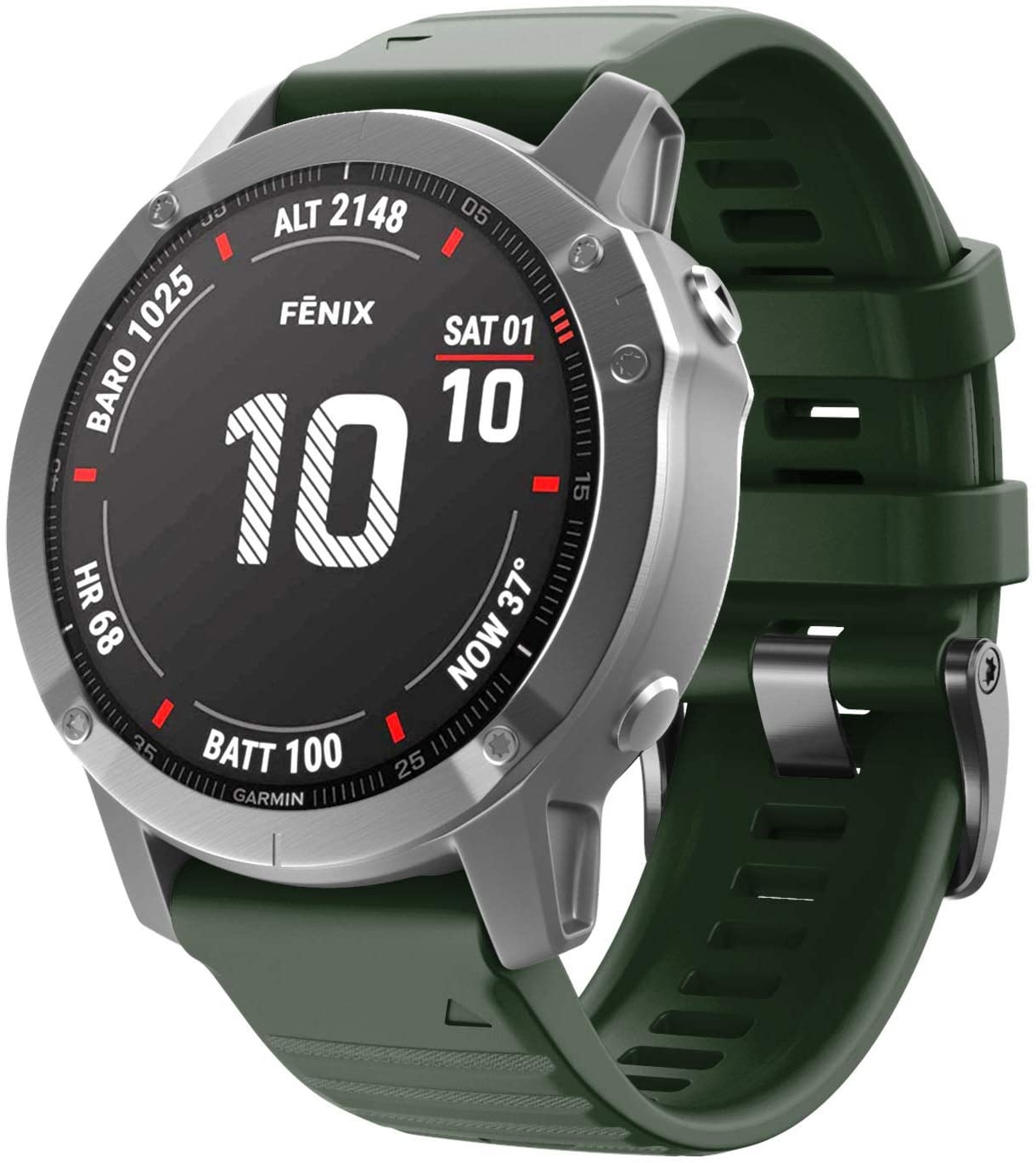 Garmin Fenix 5x / 6x siliconen bandje (donkergroen) - Smartwatchbanden.nl