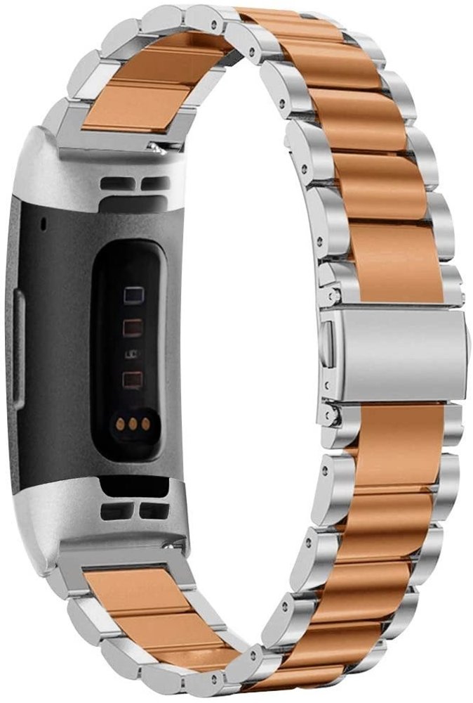 Strap-it® Strap-it Fitbit Charge 3 stalen bandje (zilver/rosé goud) Strap-it® Strap-it Fitbit Charge 3 stalen bandje (zilver/rosé goud)