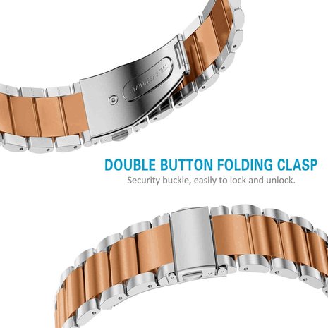 Strap-it® Strap-it Fitbit Charge 3 stalen bandje (zilver/rosé goud) Strap-it® Strap-it Fitbit Charge 3 stalen bandje (zilver/rosé goud)