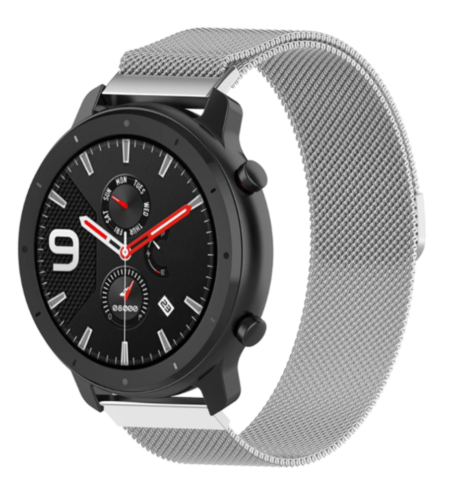 Strap-it® Strap-it Xiaomi Amazfit GTR Milanese band (zilver) Strap-it® Strap-it Xiaomi Amazfit GTR Milanese band (zilver)
