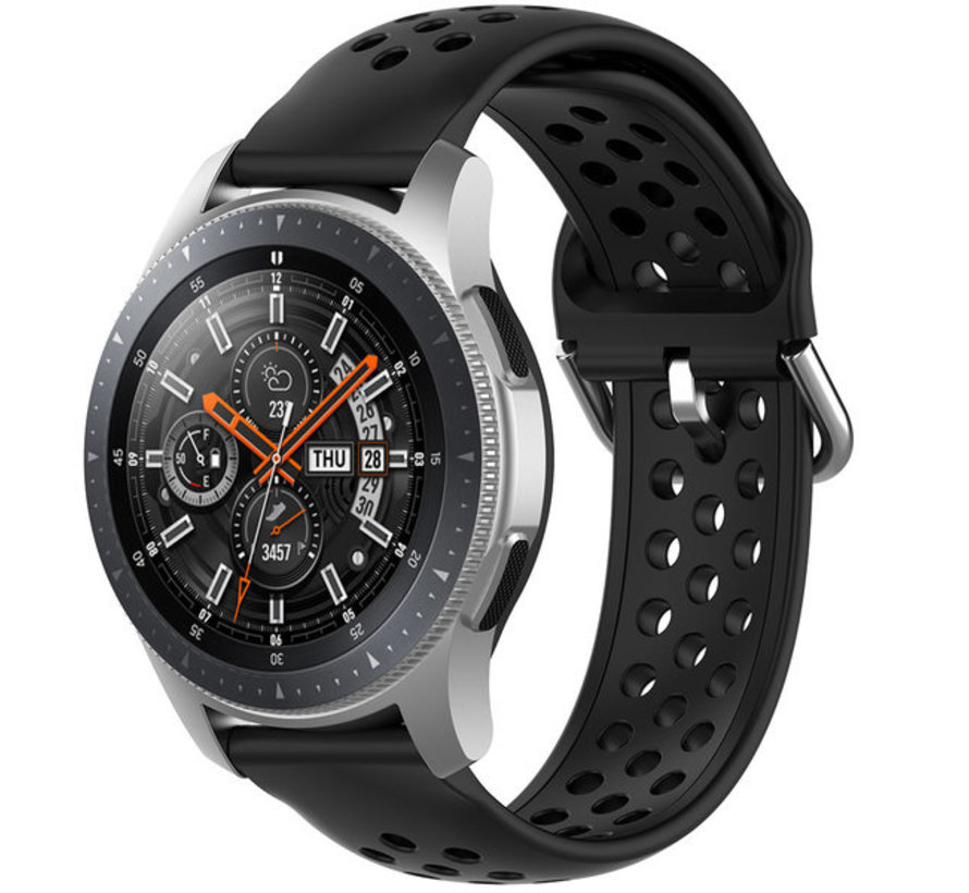 Samsung Galaxy Watch 45mm / 46mm siliconen bandje met gaatjes (zwart) -  Smartwatchbanden.nl
