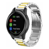 Strap-it® Garmin Vivoactive 4 stalen band - 45mm - zilver/goud Strap-it® Garmin Vivoactive 4 stalen band - 45mm - zilver/goud