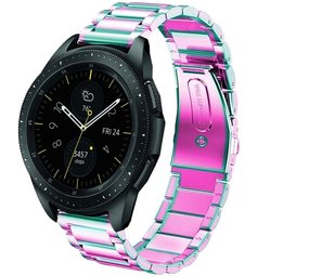 Strap-it® Samsung Galaxy Watch stalen band 42mm (regenboog) Strap-it® Samsung Galaxy Watch stalen band 42mm (regenboog)