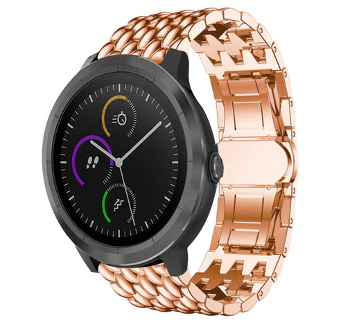 Strap-it® Strap-it Garmin Vivoactive 3 stalen draak band (rosé goud)