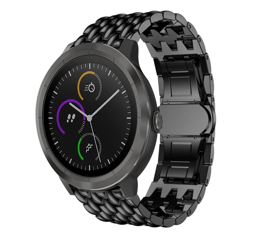 Garmin Vivoactive 4 stalen draak band - 45mm - zwart - Smartwatchbanden.nl