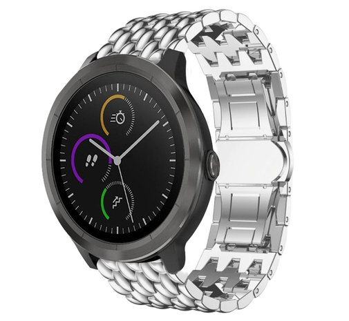 Strap-it® Strap-it Garmin Vivoactive 4 stalen draak band - 45mm - zilver