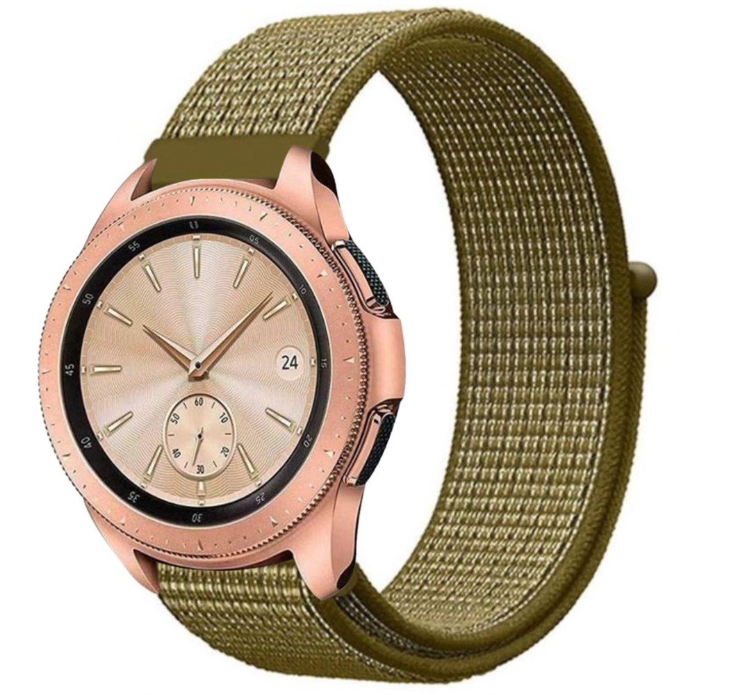 Strap-it® Strap-it Samsung Galaxy Watch 42mm nylon band (olijf)