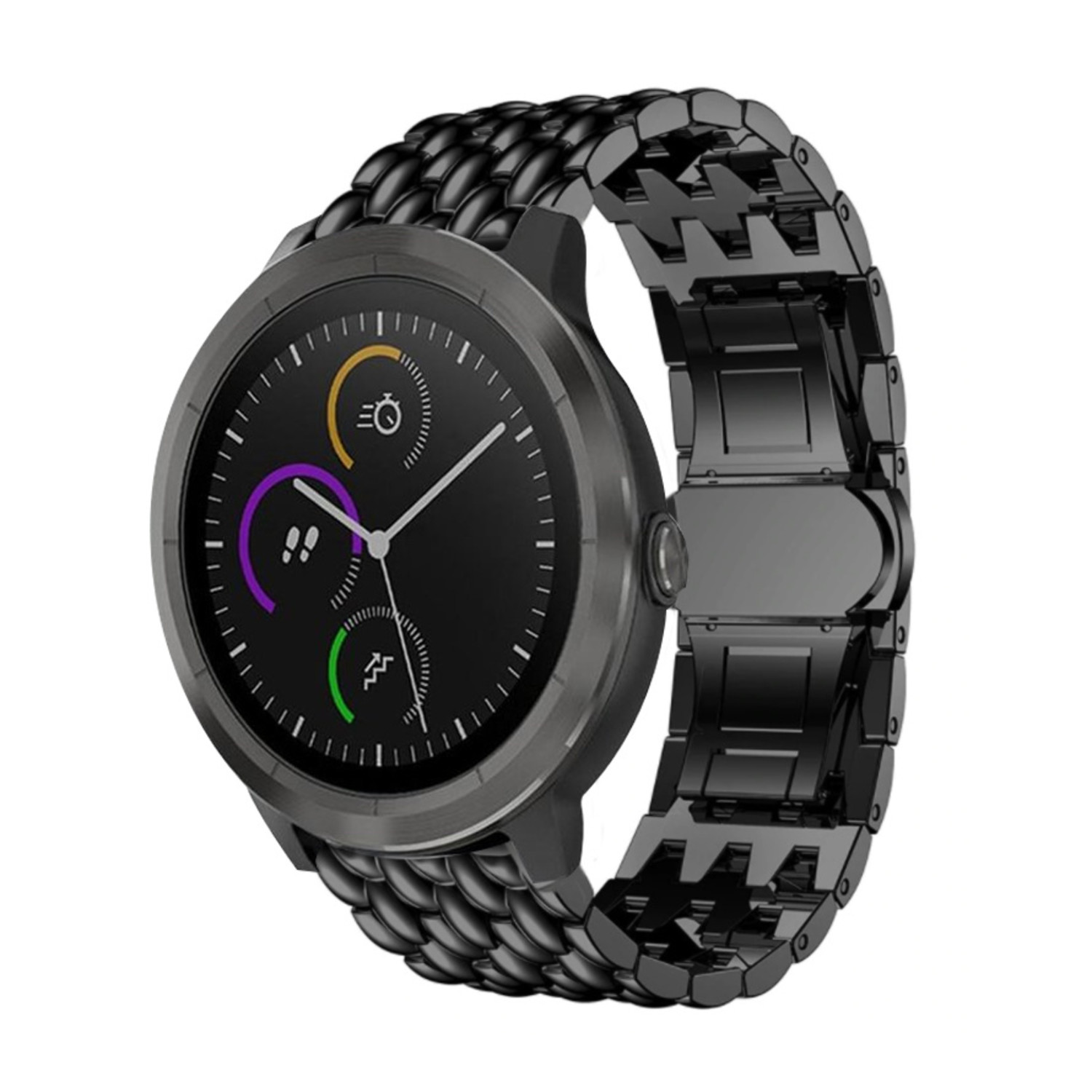 Garmin Vivoactive 3 stalen draak band (zwart) - Smartwatchbanden.nl