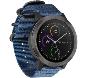 Strap-it® Garmin Vivoactive 4 nylon gesp band - 45mm - blauw