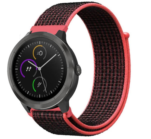 Strap-it® Strap-it Garmin Vivomove HR nylon bandje (zwart/koraal) Strap-it® Strap-it Garmin Vivomove HR nylon bandje (zwart/koraal)