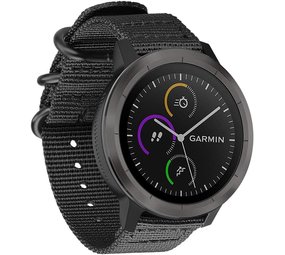 Strap-it® Garmin Venu nylon gesp band (zwart)