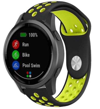 Garmin Vivoactive 4 sport band zwart geel Smartwatchbanden