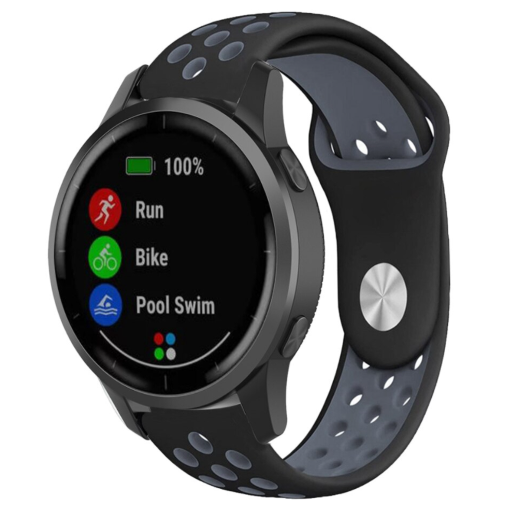 Garmin Vivoactive 4 sport band zwart grijs Smartwatchbanden