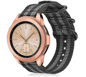 Strap-it® Samsung Galaxy Watch 42mm nylon gesp band (zwart/grijs)