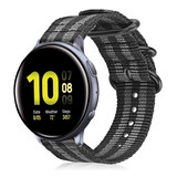 Strap-it® Samsung Galaxy Watch Active nylon gesp band (zwart/grijs)