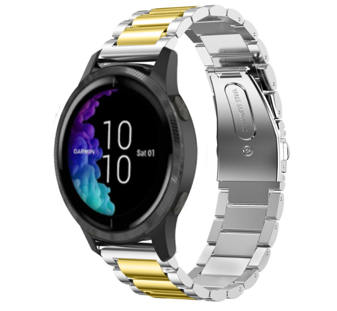 Strap-it® Strap-it Garmin Venu stalen band (zilver/goud)