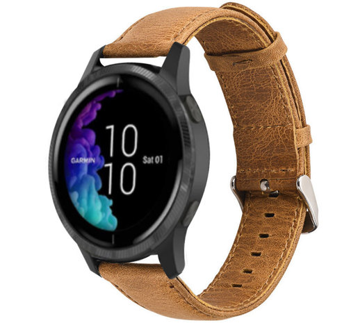 Strap-it® Strap-it Garmin Venu leren bandje (bruin)