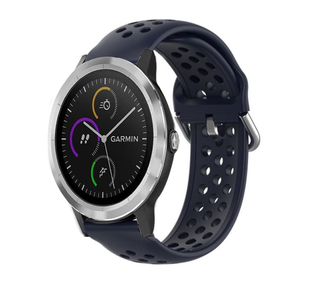 Strap-it® Strap-it Garmin Vivoactive siliconen 3 bandje met gaatjes (donkerblauw)