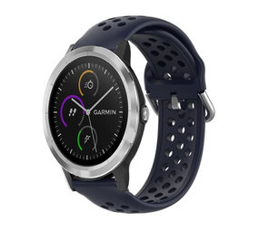 Strap-it® Garmin Vivoactive 3 siliconen bandje met gaatjes (donkerblauw)