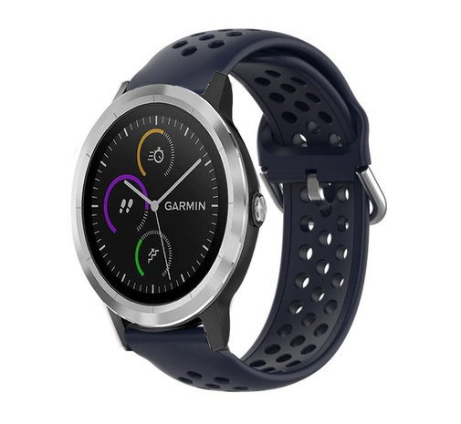 Strap-it® Strap-it Garmin Vivoactive siliconen 3 bandje met gaatjes (donkerblauw)