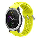 Strap-it® Garmin Vivoactive 3 siliconen bandje met gaatjes (geel)