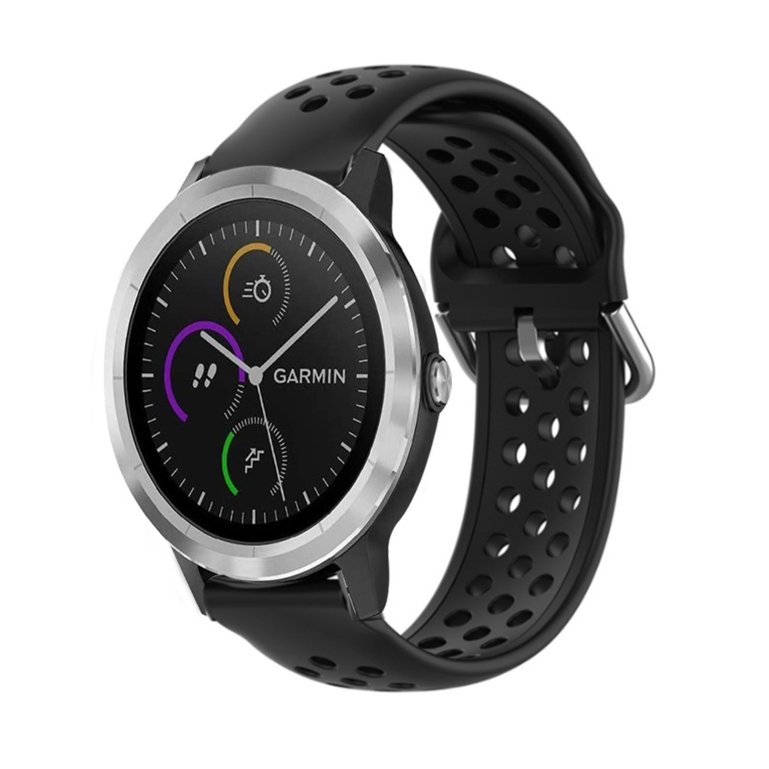 Garmin Vivoactive 3 siliconen bandje met gaatjes zwart Smartwatchbanden