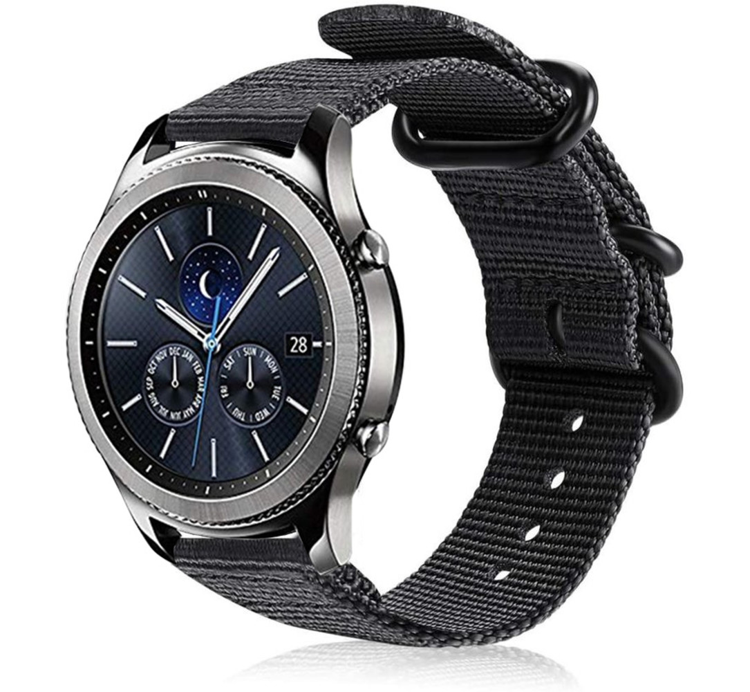 Strap-it® Strap-it Samsung Gear S3 nylon gesp band (zwart)