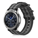 Strap-it® Samsung Gear S3 nylon gesp band (zwart/grijs)
