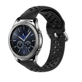 Strap-it® Samsung Gear S3 siliconen bandje met gaatjes (zwart)