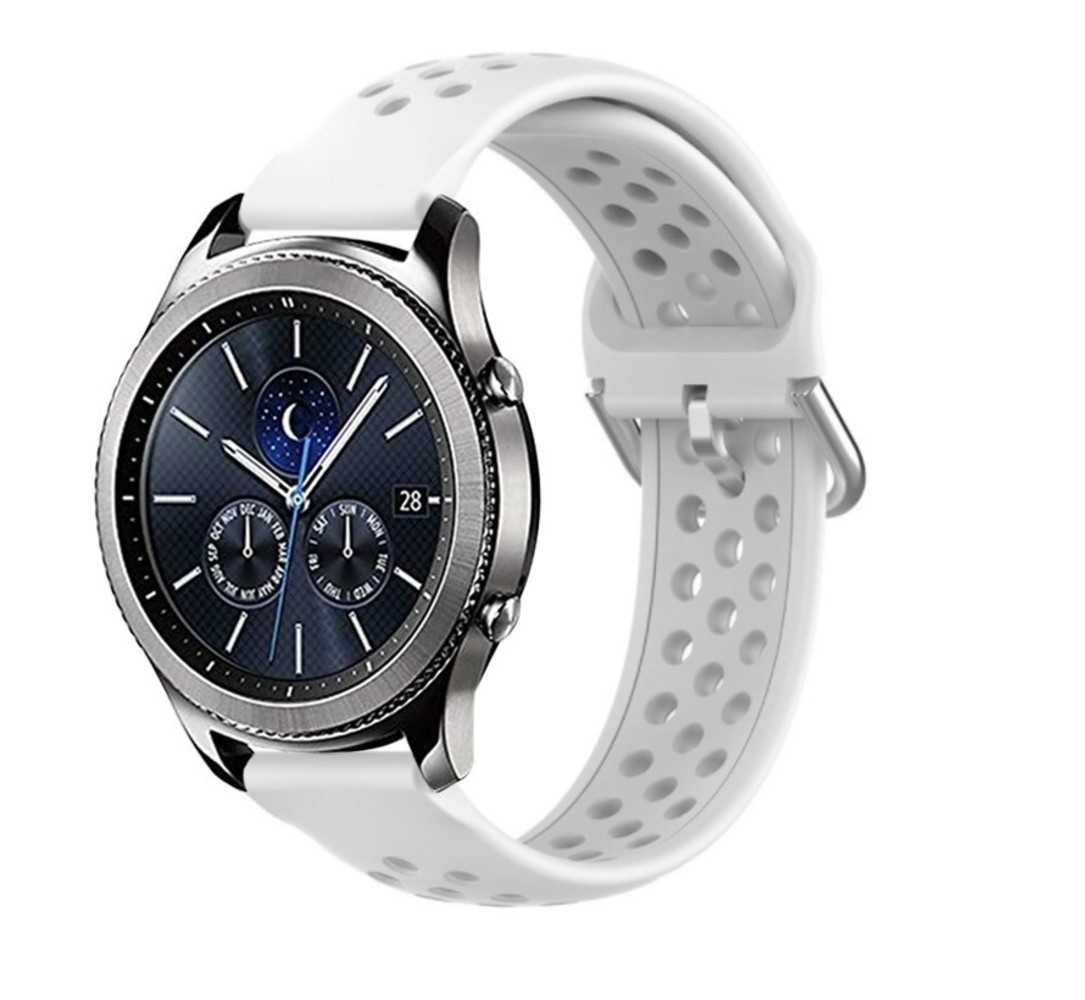 Strap-it® Strap-it Samsung Gear S3 siliconen bandje met gaatjes (wit)
