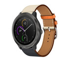 Strap-it® Strap-it Garmin Vivoactive 3 leren bandje (wit/donkerblauw)