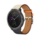 Strap-it® Garmin Vivoactive 3 leren bandje (wit/donkerblauw)