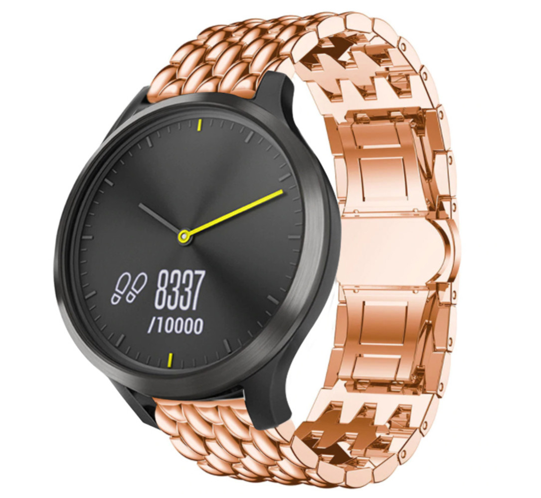 Strap-it® Strap-it Garmin Vivomove HR stalen draak band (rosé goud) Strap-it® Strap-it Garmin Vivomove HR stalen draak band (rosé goud)
