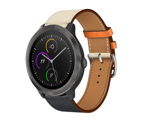 Strap-it® Garmin Vivoactive 4 leren band - 45mm - wit/donkerblauw Strap-it® Garmin Vivoactive 4 leren band - 45mm - wit/donkerblauw