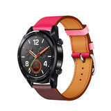 Strap-it® Huawei Watch GT 2 leren bandje (knalroze/roodbruin)